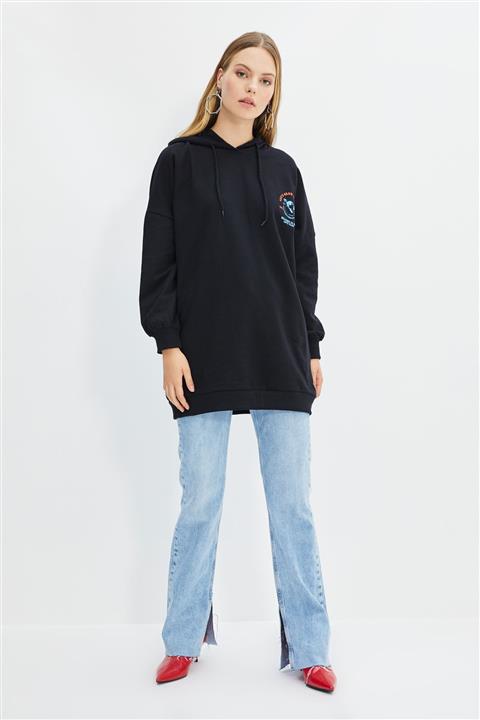 Trendyol Modest Siyah Örme Sweatshirt TCTAW22TW0045