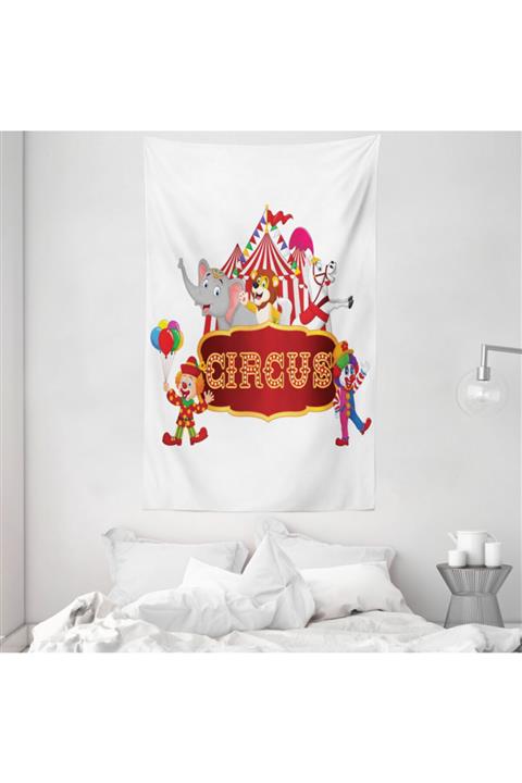 Rengirenk Hayvan Deseni Mikrofiber Duvar Halısı Sirk Ve Palyaço