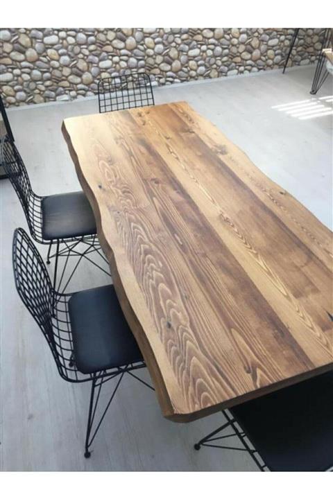 The BEST Shopping Doğal Ahşap Kahverengi Kütük Yemek Masası 80x180