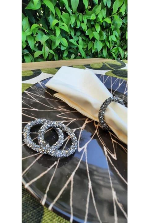 ESanat Evi 6 Adet Simli Halat Peçete Yüzüğü