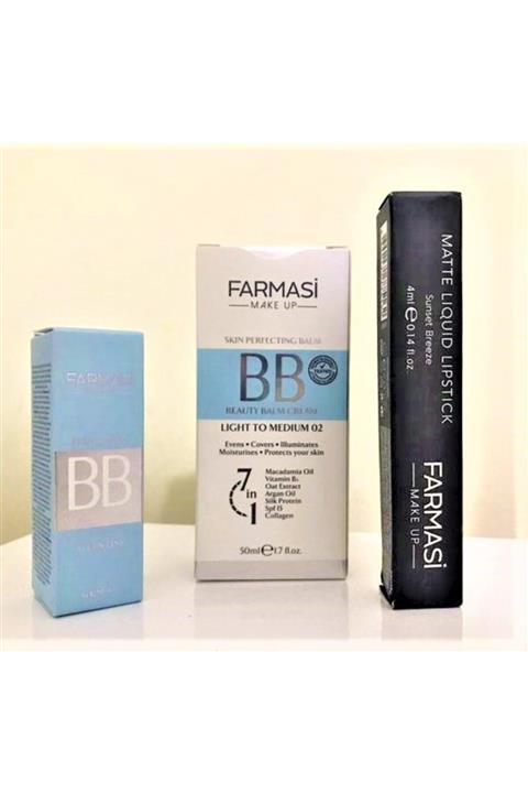 Farmasi Bb Mat Ruj -bb Krem Açıktan Ortaya 02 Numara-sunset Breeze Ruj Makyaj Seti