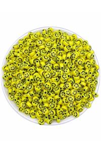 Hedef Bijuteri 25gr Sarı Renk 4x7mm Smile,gülen Yüz Boncuk ,yassı Plastik Gülen Surat Boncuk (25 Gr,  200 Adet)