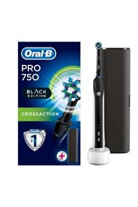 OralB Pro 1 750 Cross Action Siyah Şarj Edilebilir Diş Fırçası ve Seyahat Kabı