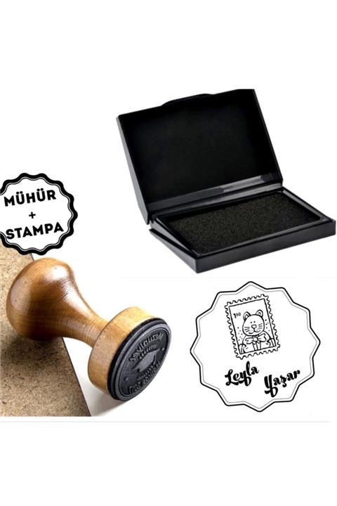 EHediyeci Isim Yazılı Ahşap Kitap Mührü - A418