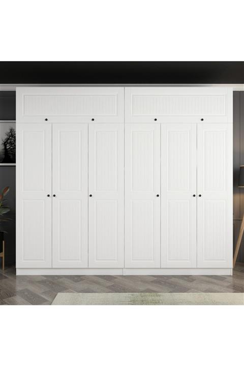 Minar Kale 6 Mebran Kapak 4ç Dolap Ve Yüklük Beyaz 190cm