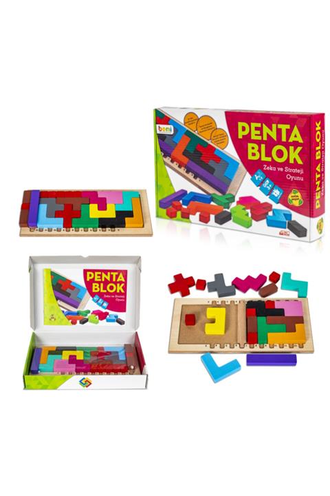 BEMİ Lüks Sağlıklı Ahşap Penta Blok - Eğitici Zeka Strateji Çocuk Ve Aile Oyunu - Kutu Oyunu