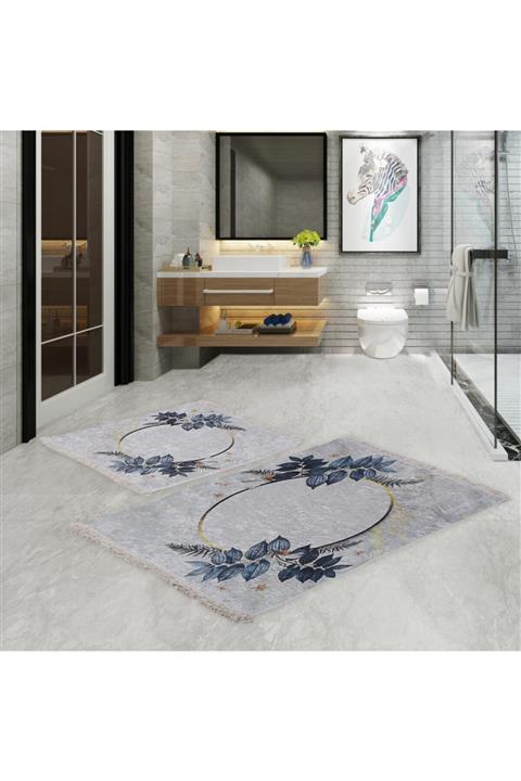 Bonny Home Forever Djt 2li Püsküllü Banyo Paspası Seti Kaymaz Tabanlı Saçaklı Klozet Takımı