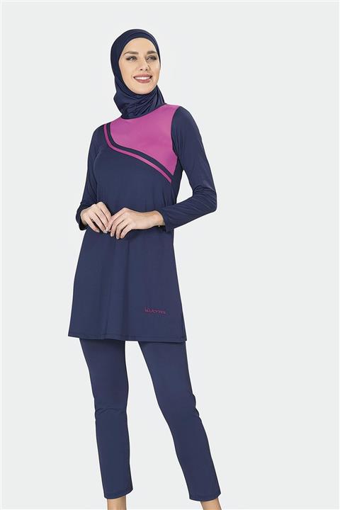 SEBOTEKS Kadın Lacivert Dijital Baskı Tesettür Mayo 2480