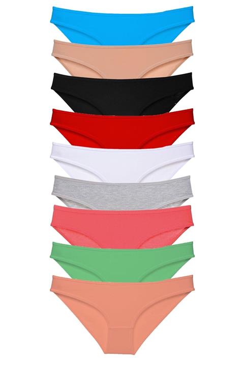 Mudanis 9 Adet Süper Eko Set Likralı Kadın Slip Külot Tüm Renkler