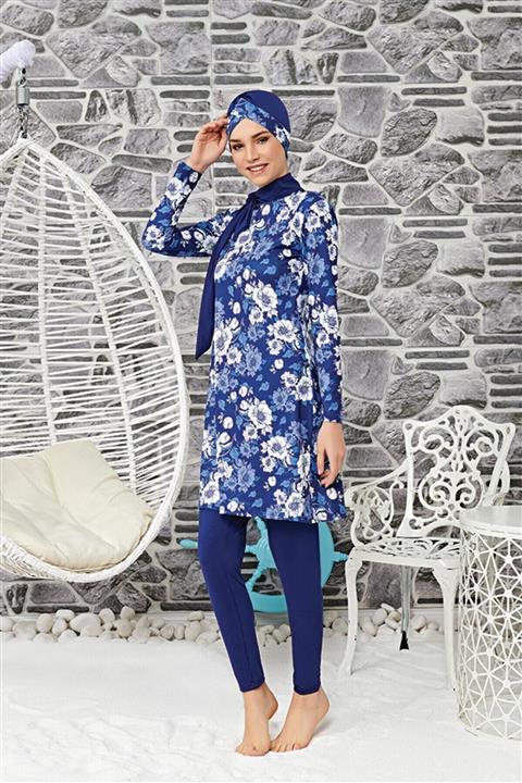 Morwagon Kadın Desenli Lycra Kumaş Tesettür Mayo