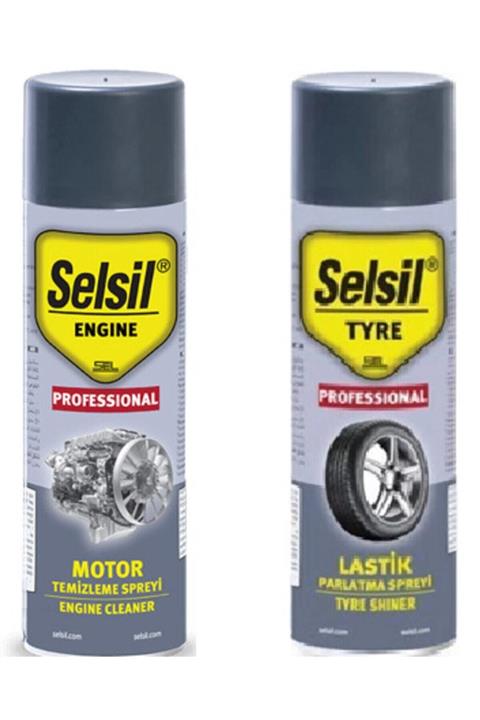 Selsil Motor Temizleme Spreyi + Lastik Parlatma Spreyi 500 Ml
