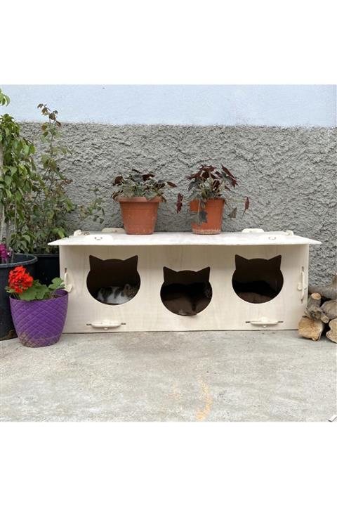 odunconcept Dış Mekana Dayanıklı Kedi Evi - 3'lü Patican