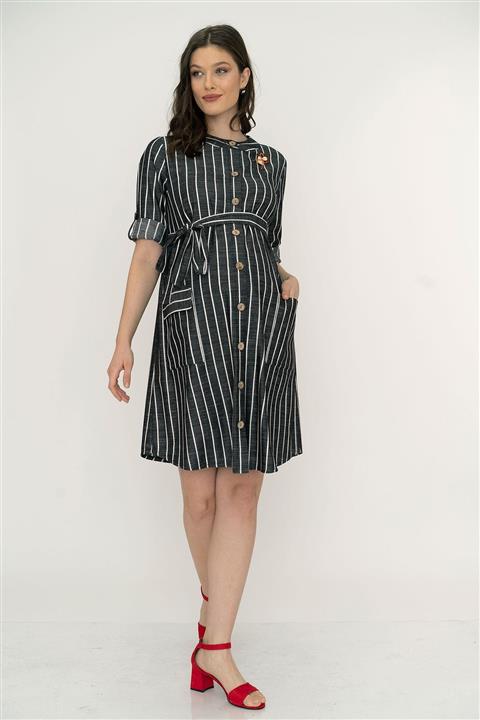 Işşıl 5092-çizgili Spor Keten Hamile Tunik