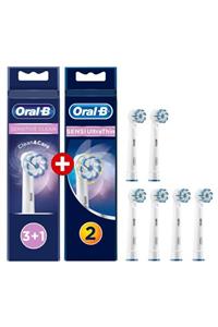 OralB Diş Fırçası Yedek Başlığı Sensitive Clean 3+1 + Diş Fırçası Yedek Başlığı Sensi Ultratin 2'li