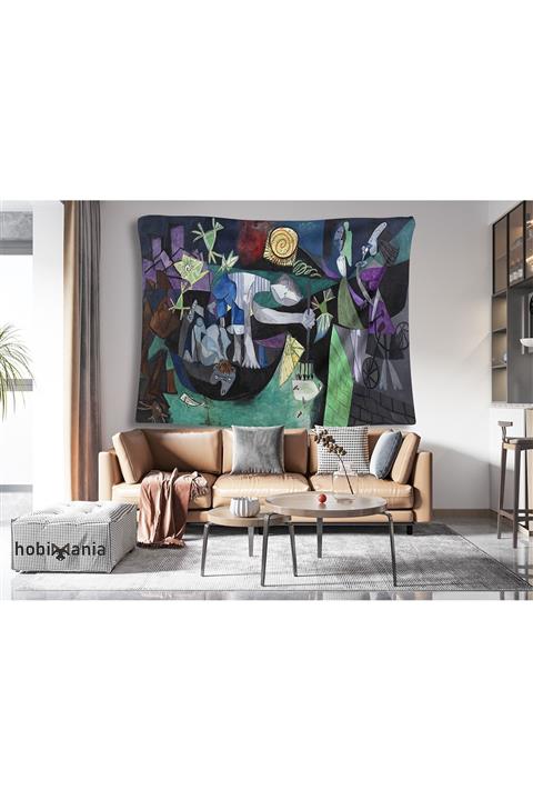 Hobimania Duvar Örtüsü Tapestry Pablo Picasso Gece Balık Avı 70x100 cm Duvar Dekorasyon Moda