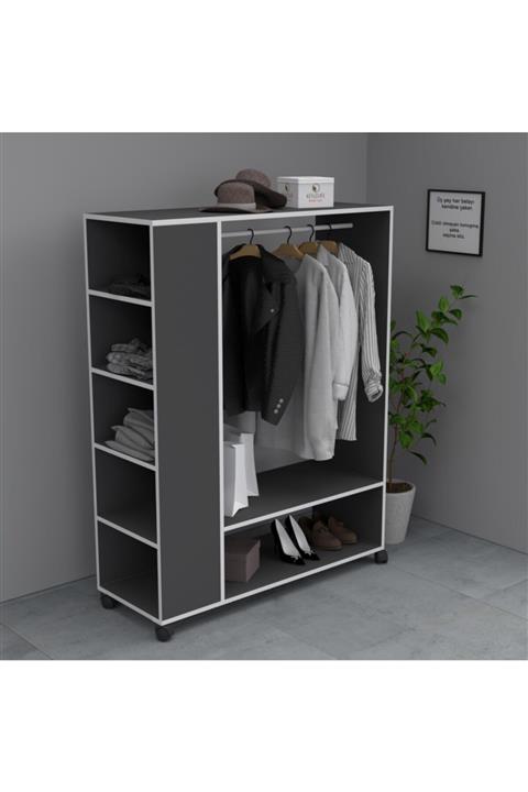 Kenzlife giysi dolabı abdullah 180*150*45 gri gardırop tekerlekli
