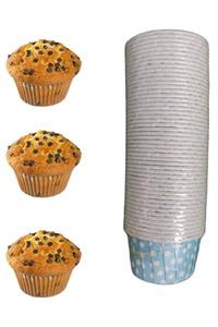 NE GELDİ 50'li Küçük Boy, Turkuaz Desenli Kağıt Muffin Kapsülü