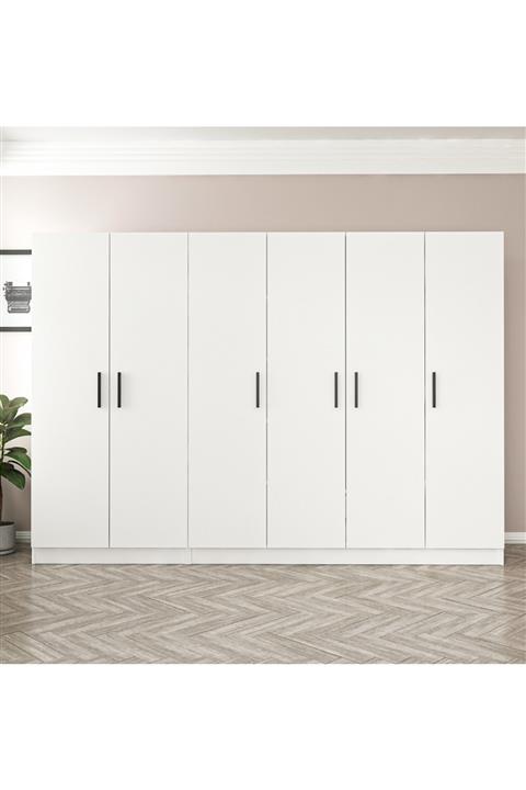 Minar Kale 6 Kapaklı Zincir Dolap - Gardrop - Beyaz