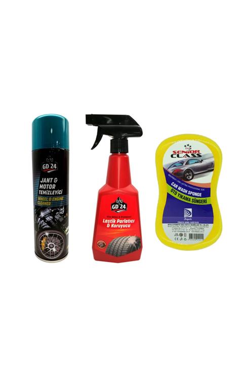 GD 24 Gd24 Jant&motor Temizleyici Köpük+lastik Parlatıcı+yıkama Süngeri