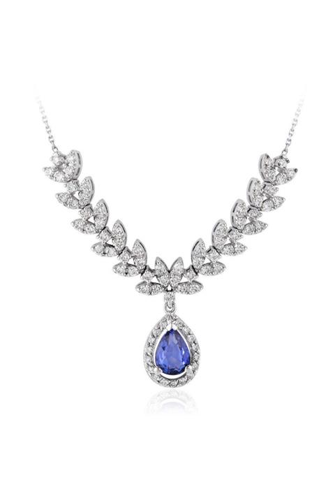 Sembol Gold Kadın 1.51 Ct. Pırlanta Safir Kolye
