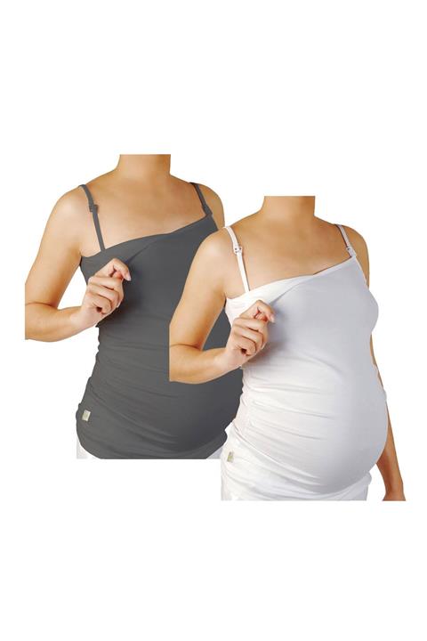 prodevon Kadın Beyaz İp Askılı 2'li Hamile Atleti