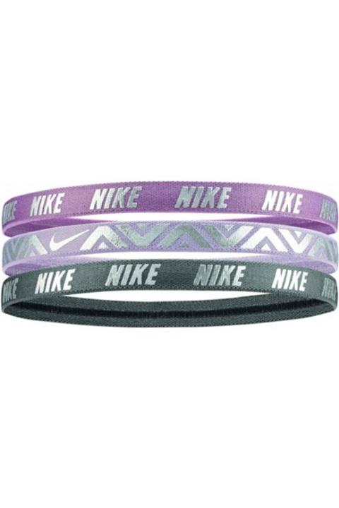 Nike Metalik 3'lü Saç Bandi Pudra-gri-antrasit