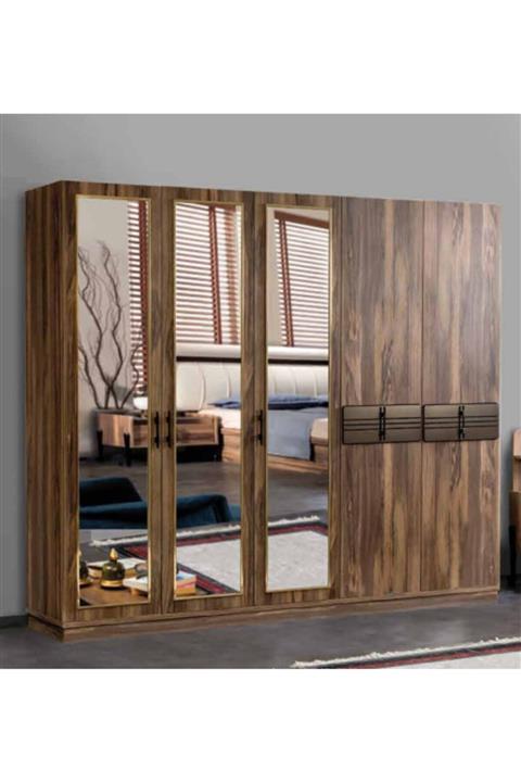 DARDASON Dm223 Zebra 3 Askılı 3 Çekmeceli Raflı Aynalı Kapaklı Dolap