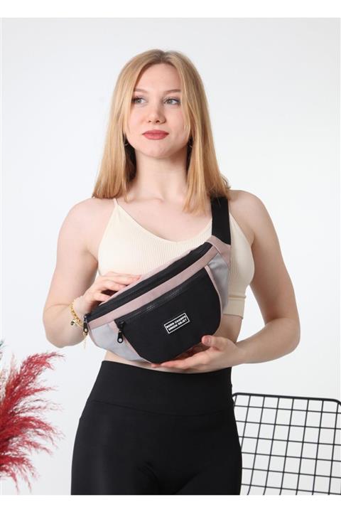 SHAKA U8 Bej/gri/siyah Bel Çantası 2 Bölmeli En:38 Boy:17 Genişik:7