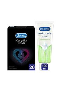 Durex Karşılıklı Zevk Geciktiricili Prezervatif 20'li+ Naturals Pure Kayganlaştırıcı Jel 100ml