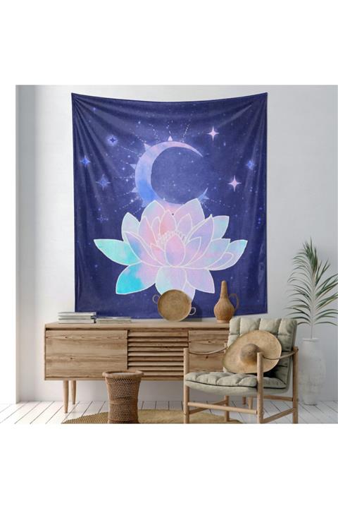 The Lucid Lab Lotus Desenli Meditasyon Duvar Örtüsü Ve Kırlent Kılıfı Seti