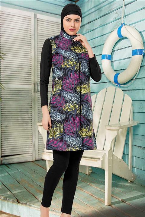 NBB Kadın Renkli Uzun Kol Tesettür Mayo