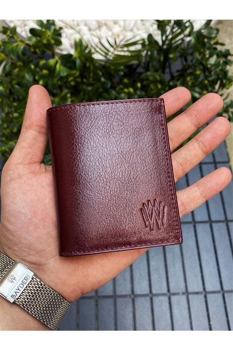 BAYDERİ Hakiki Deri Bordo Kullanışlı Erkek Cüzdanı