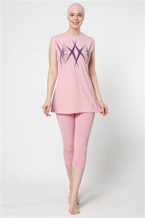 Akbeniz Yarım Kapalı Taytlı Likralı Kolsuz Tesettür Mayo 28039