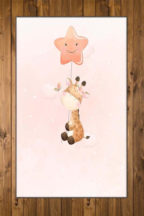 Else Halı Yıldızlı Zürafa Hayvanlı 3d Desenli Bebek Odası Halısı