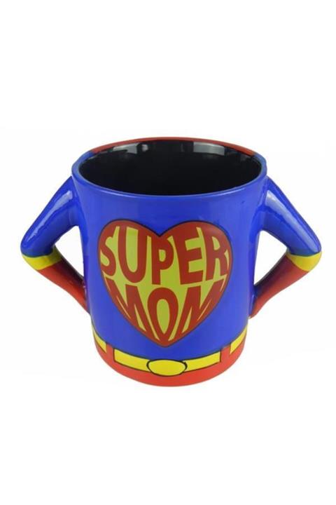 Özder İletişim Seramik Kupa Bardak Super Mom Tasarımlı Dekoratif Hediyelik