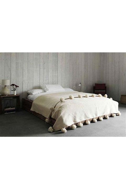 AtölyeNT Bej Pamuklu Kumaş Yatak/koltuk Örtüsü 150x200 Cm