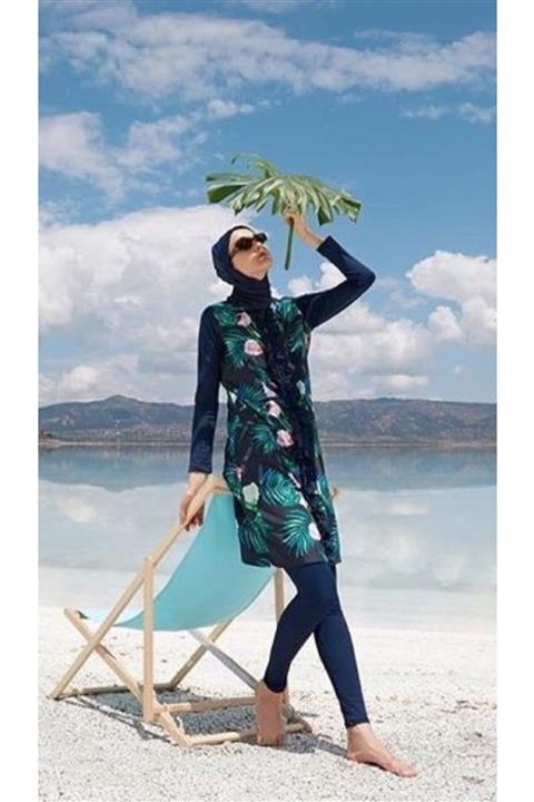 FİSONKOÇ Kadın Lacivert Desenli Haşema