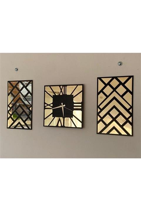 harika crown Aynalı Saat Ve Tablo Seti