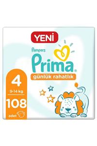 Prima Bebek Bezi Günlük Rahatlık 4 Beden 108 Adet (27x4)