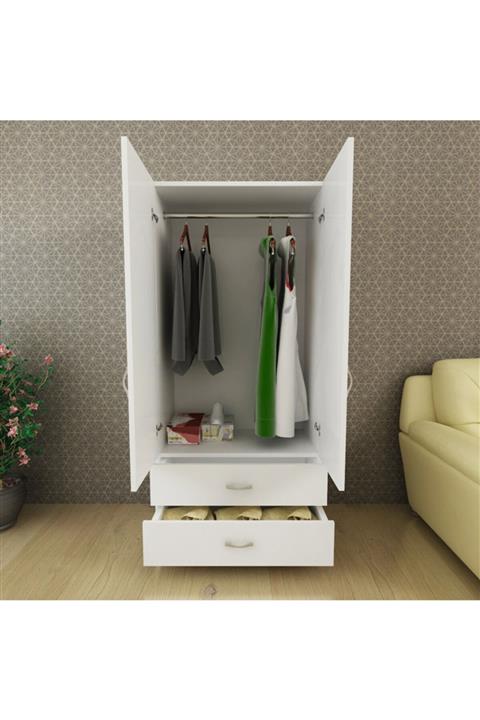 Moonlife 2 Kapaklı 2 Çekmeceli Gardrop