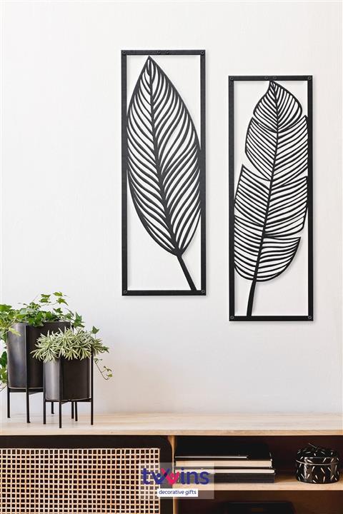 Twins Decorative Leaves Lazer Kesim Metal Duvar Dekoru