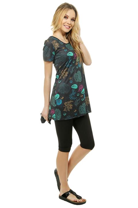 Emayo Yarı Kapalı Mayo Yarı Tesettür Mayo 1015 Hüma Midye Siyah