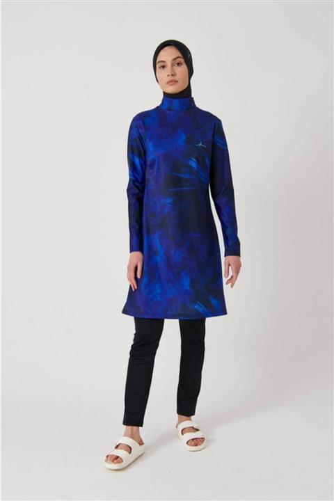 Haşema Imzalı Saks Mavisi Nüzhet Model Tesettür Mayo