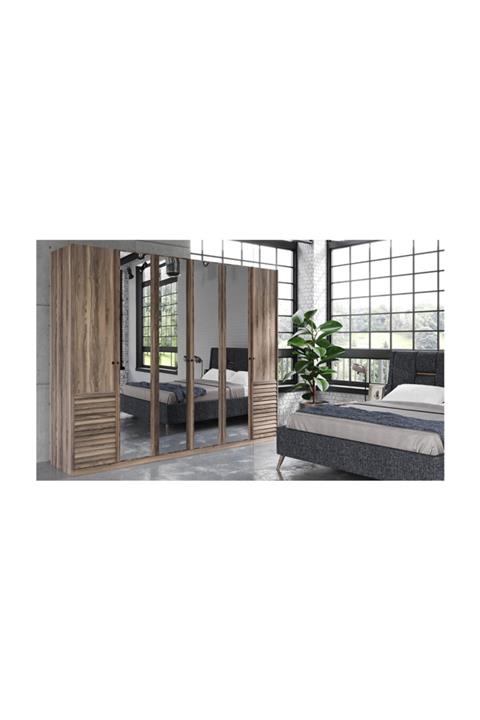 CaddeYıldız Stone 6 Kapılı Dört Aynalı Gardrop