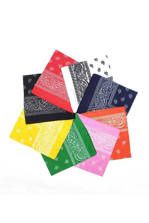 Fular Marketi 8 Adet Etnik Desenli Pamuk Bandana