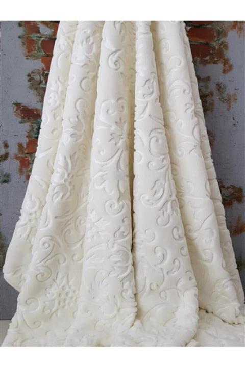 Merinos Elegans Emboss Tek Kişilik Battaniye Krem