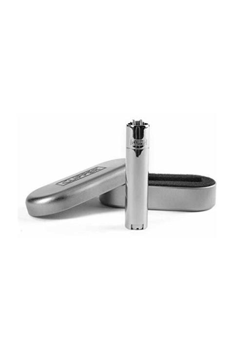 LAVİEN FASHİON Clipper Taşlı Kutulu Mat Gümüş Çakmak