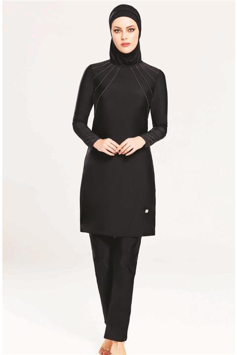 Adasea Likralı Tam Kapalı Tesettür Mayo 4100 Siyah