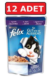 Purina Felix Felix Kuzu Etli Yaş Kedi Mama 100 Gr X 12 Adet Islak Mama Pouch