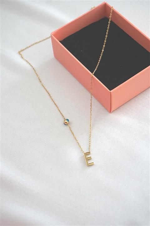 By Meriç Kadın E Harfi Nazar Boncuklu Çelik Kolye